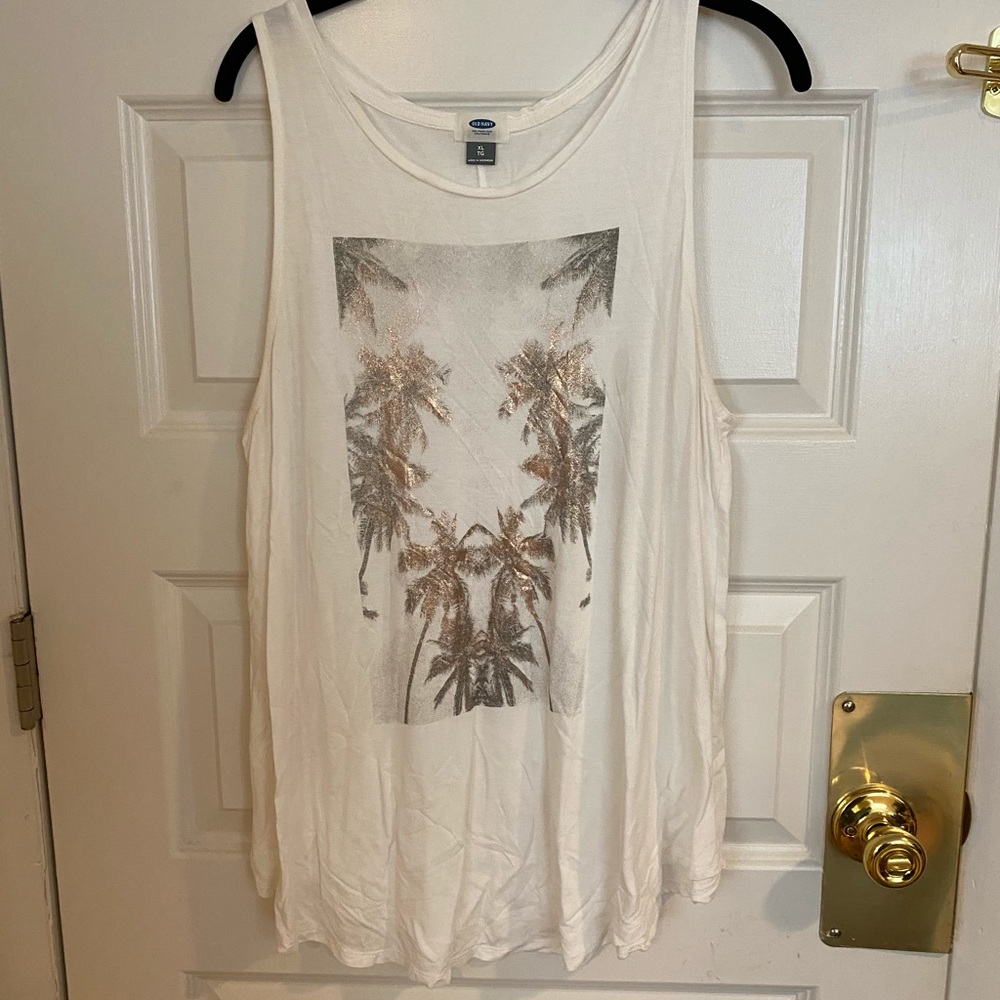 Old navy palm tree tank top white xl used